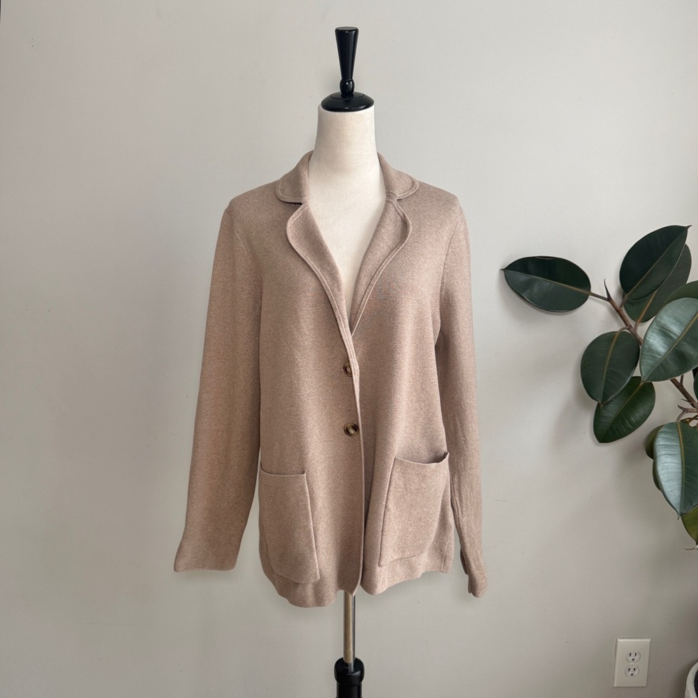 J.Crew Factory Two-Button Sweater Blazer Tan Medium - Picture 4 of 9